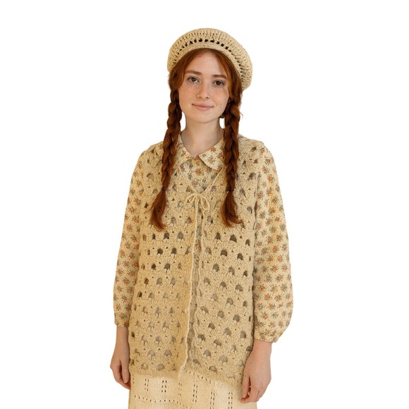 American Vintage Jackets & Blazers - Crochet Vest Sleeveless Top Boho Granny‎ Festival Open Knit Sweater
